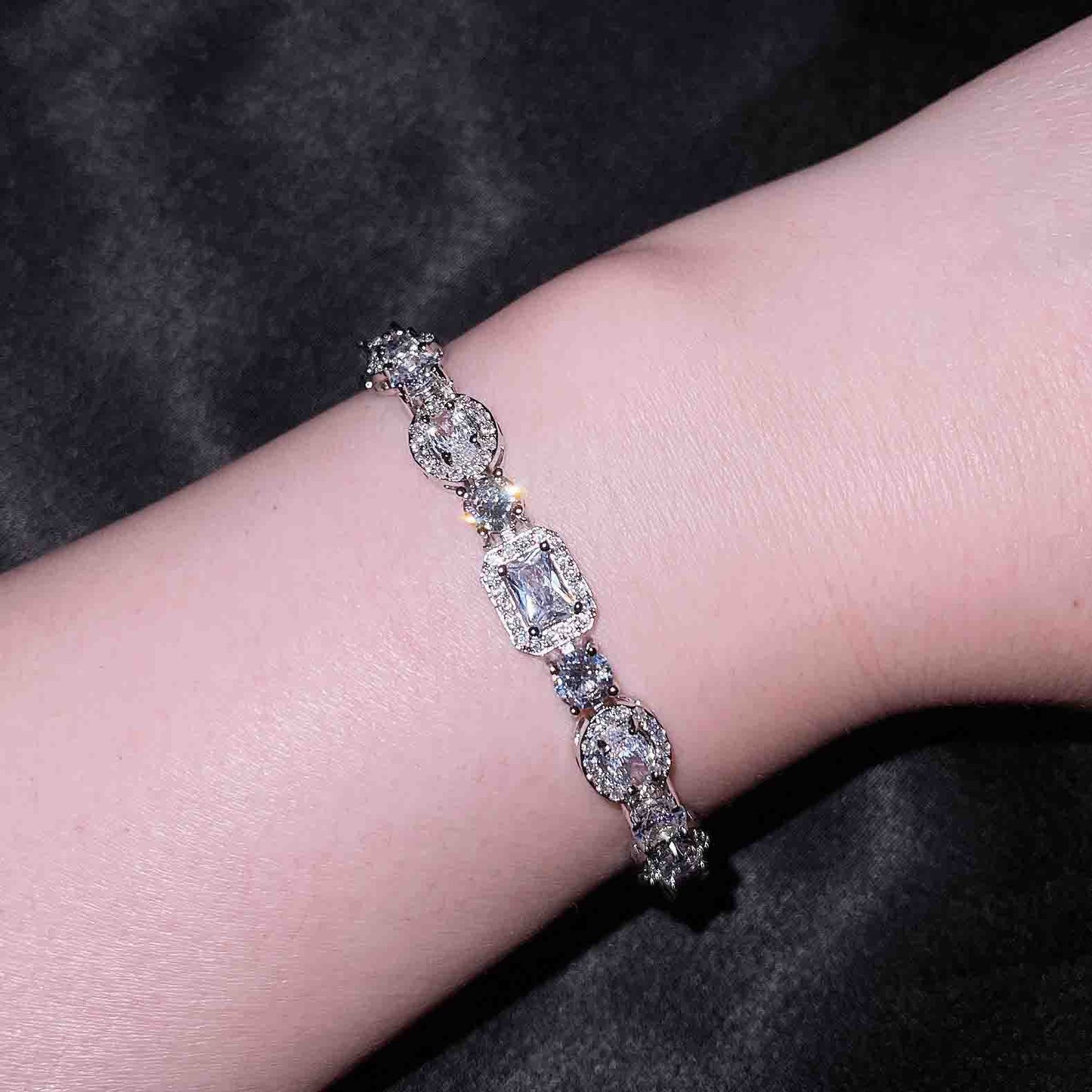 Women's Carbon Diamond For Design Plated Sterling Bracelets