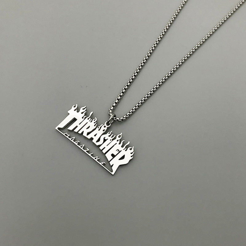 Men's Steel Colorful Flame Hip Hop Fashion Necklaces