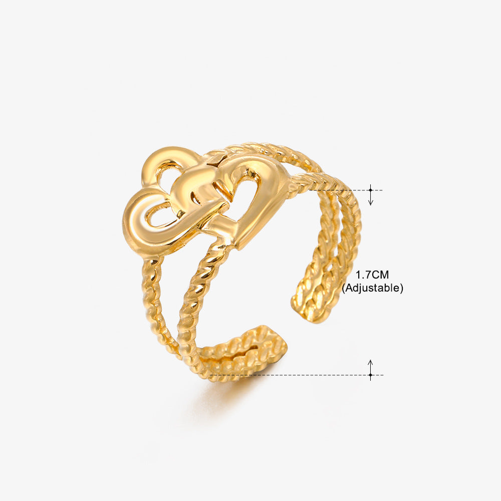 Women's Fashion Stainless Steel Love Heart-shaped Popular Rings
