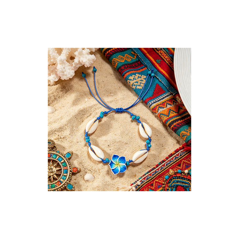 Women's Fashionable Fresh Polymer Clay Flower Shell Woven For Hand Bracelet
