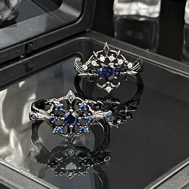 Diamond Open Female Retro Minority Personality Bow Rings
