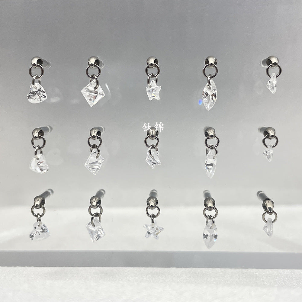 Titanium Alloy Heart Water Drops Square Horse Eye Earrings