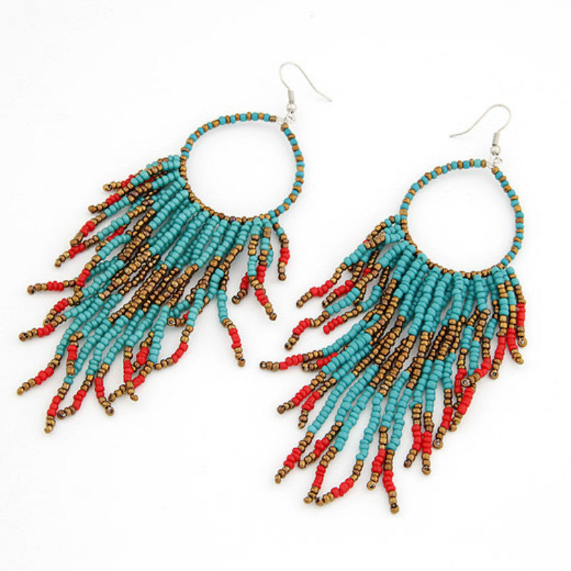 Cool Online Bohemian Style Bead Tassel Earrings