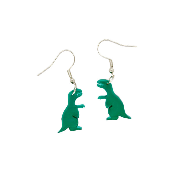 Cute Cartoon Colorful Tyrannosaurus Rex Small Earrings