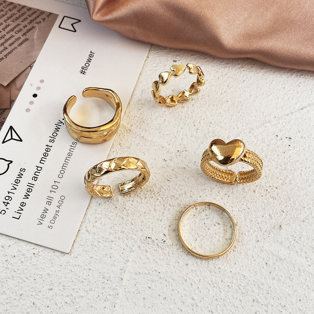 Metal Knuckle Creative Retro Simple Love Rings