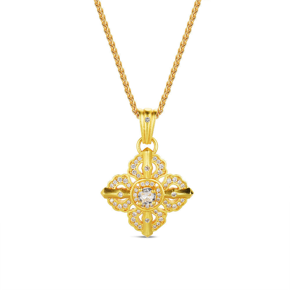 Women's Cross Pestle Zircon Autumn Clover Diamond High-grade Light Luxury Necklaces