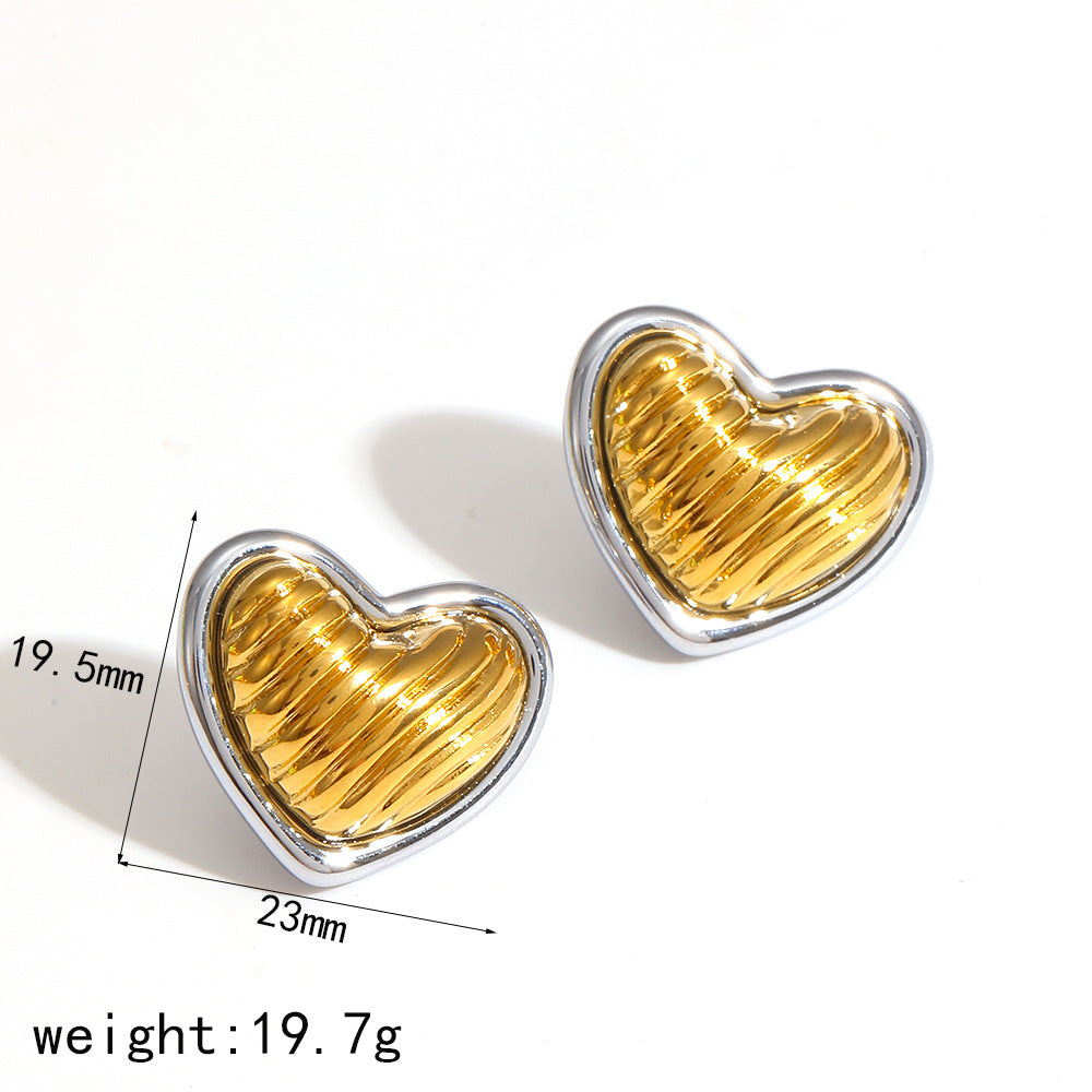 Heart-shaped Stainless Steel Fashionable High-grade Elegant Earrings