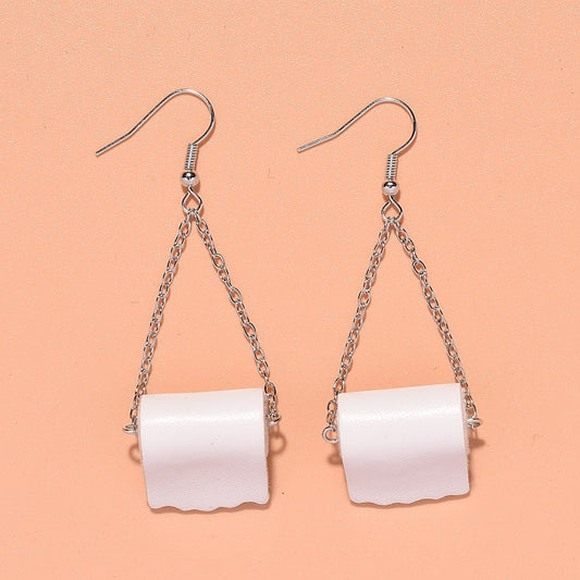 Creative Fun Simulation Toilet Web Paper Earrings