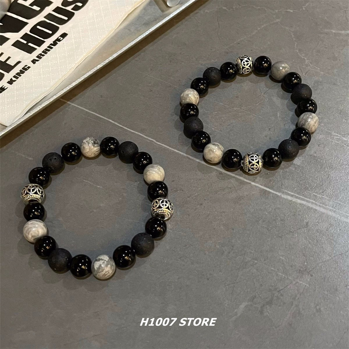 Men's Volcanic Rock Beaded National Fashion Female Hip Hop Niche Bracelets