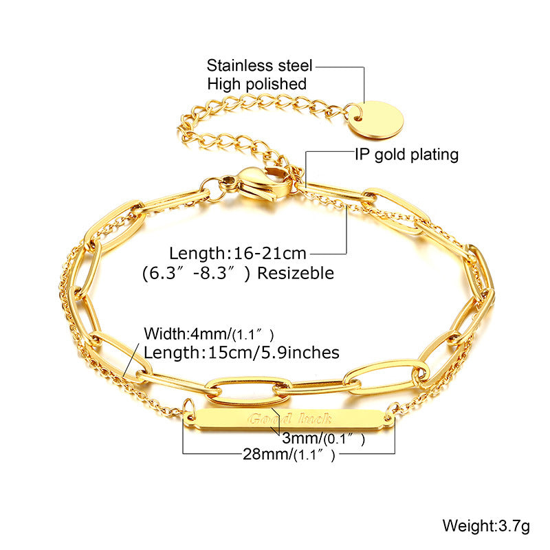 Steel Twin Simple Personality Chain Gold Bracelets