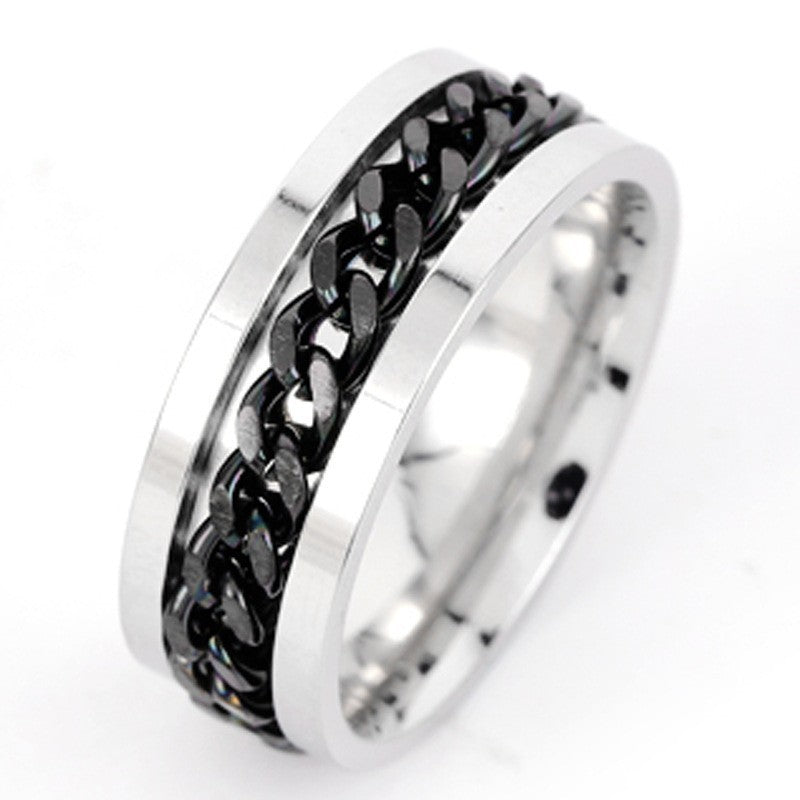 Men's Stainless Steel Trendy Titanium Rotatable Open Rings