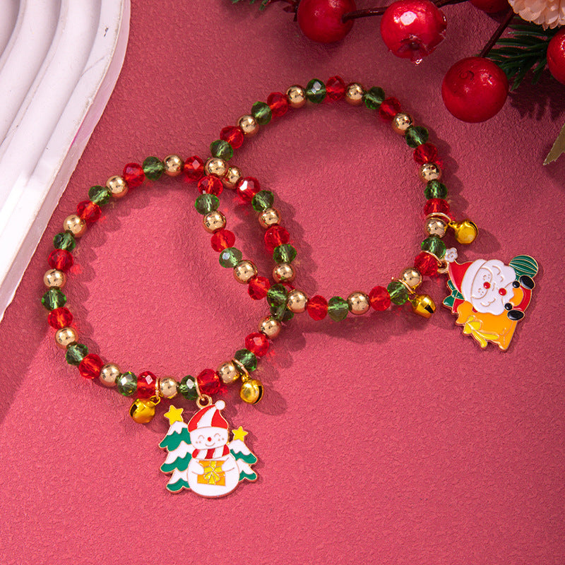 Christmas Red Green Crystal Beads String Bracelets