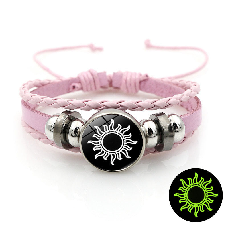 Sun Moon Lovers Snap Leather Unisex Retro Handmade Bracelets