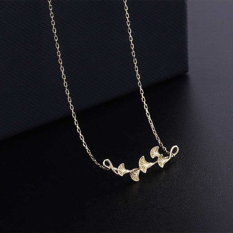Women's Sterling Sier Three-life Apricot Korean Fashionable Fresh Necklaces