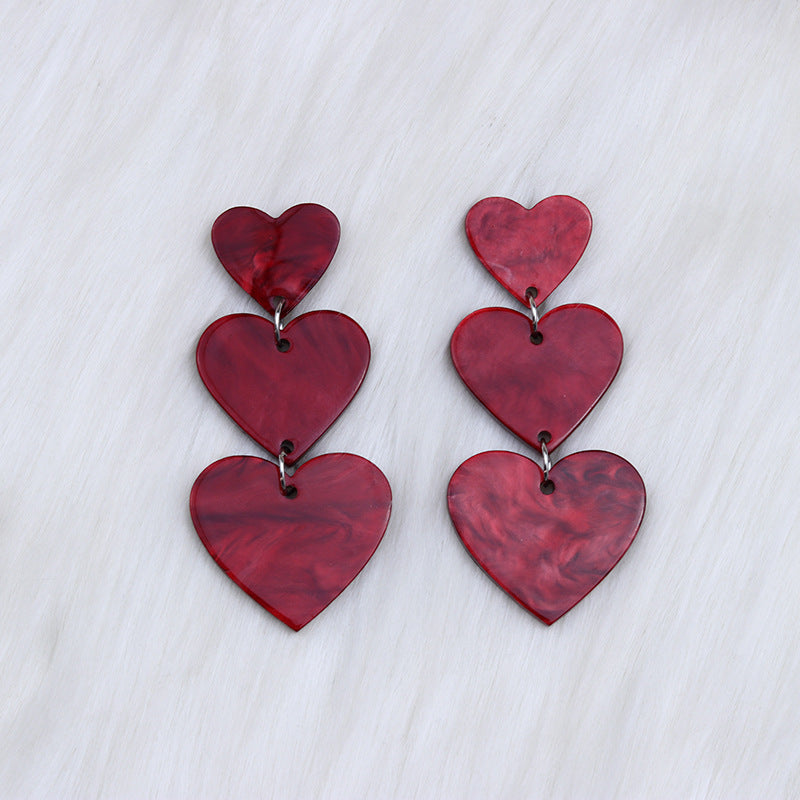 Women's Asymmetric Love Heart Acrylic Simple Fashion Personality Earrings