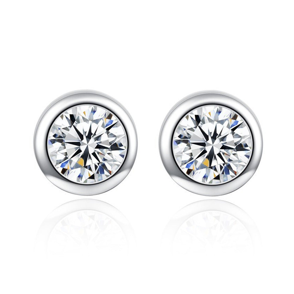 Korean Style Classic Round Bubble Small Refined Zircon Earrings