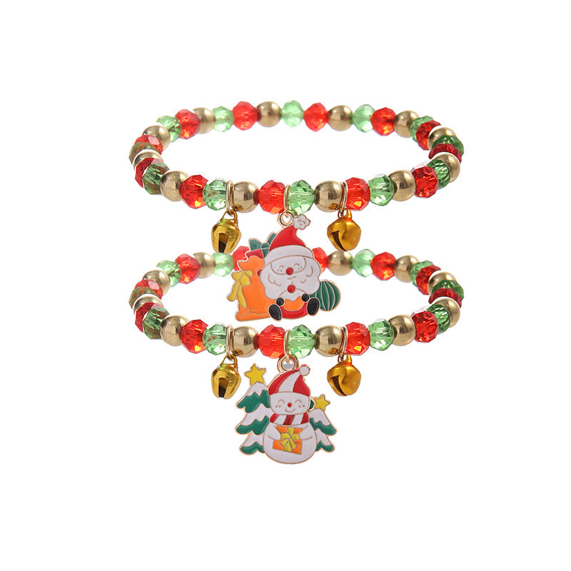 Christmas Red Green Crystal Beads String Bracelets