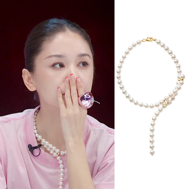 Sier Mesh Olivia Wang Shell Pearl Fashionable Clavicle Chain Necklaces