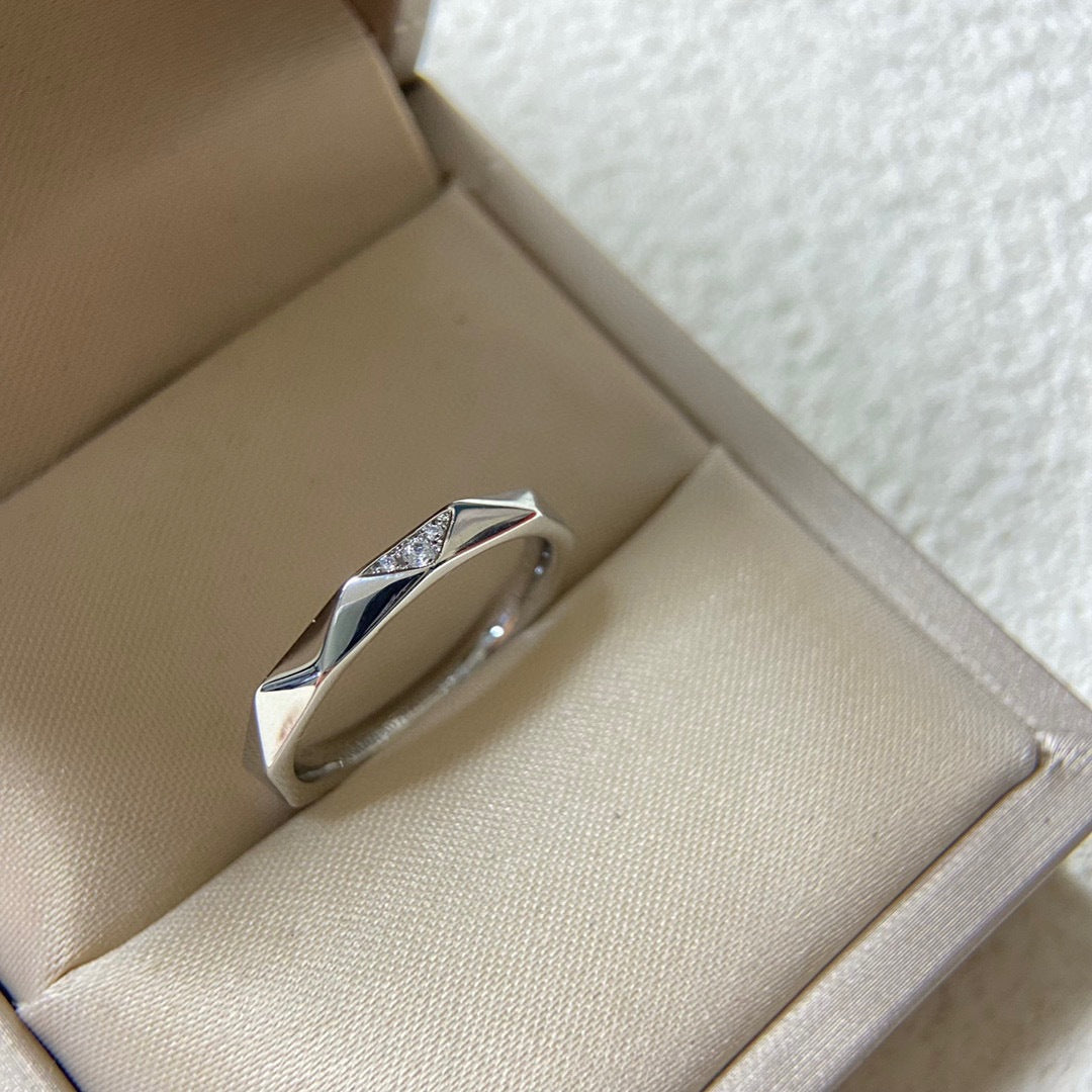 Sier High Version Glossy Diamond Couple Mobius Strip Spiral Light Ring