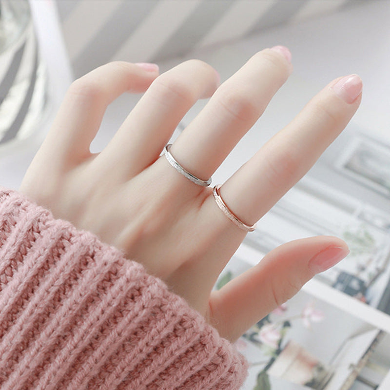 Steel Female Design Couple Frosted Simple Light Rings