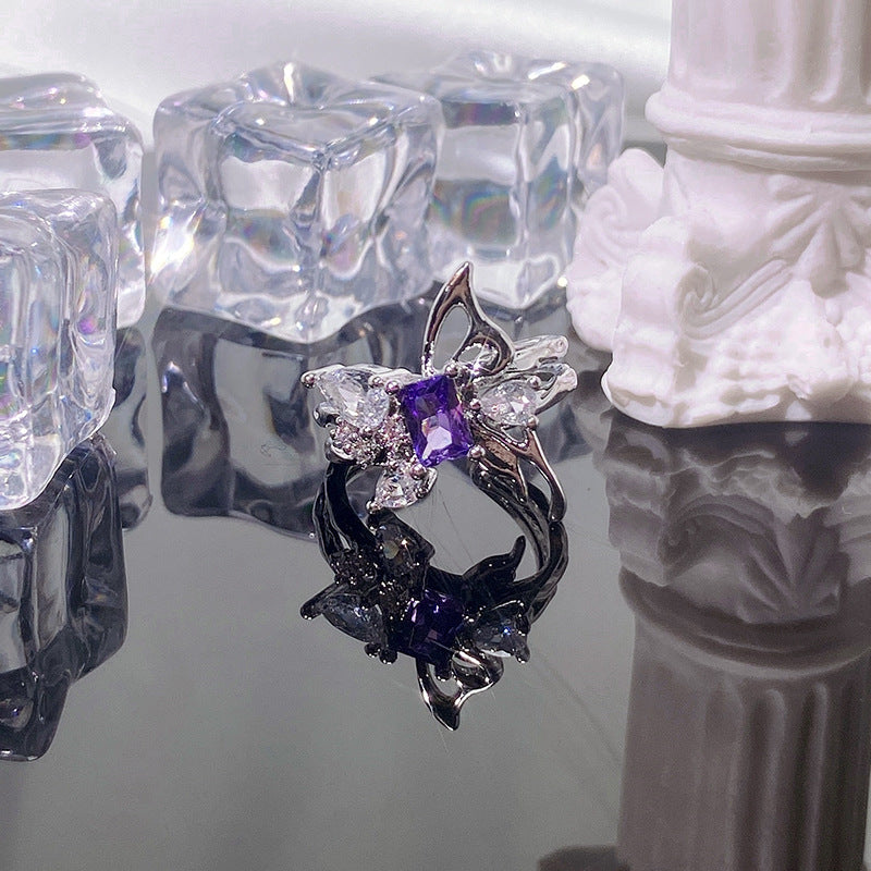 Niche Design Star Purple Diamond Zircon Series Rings