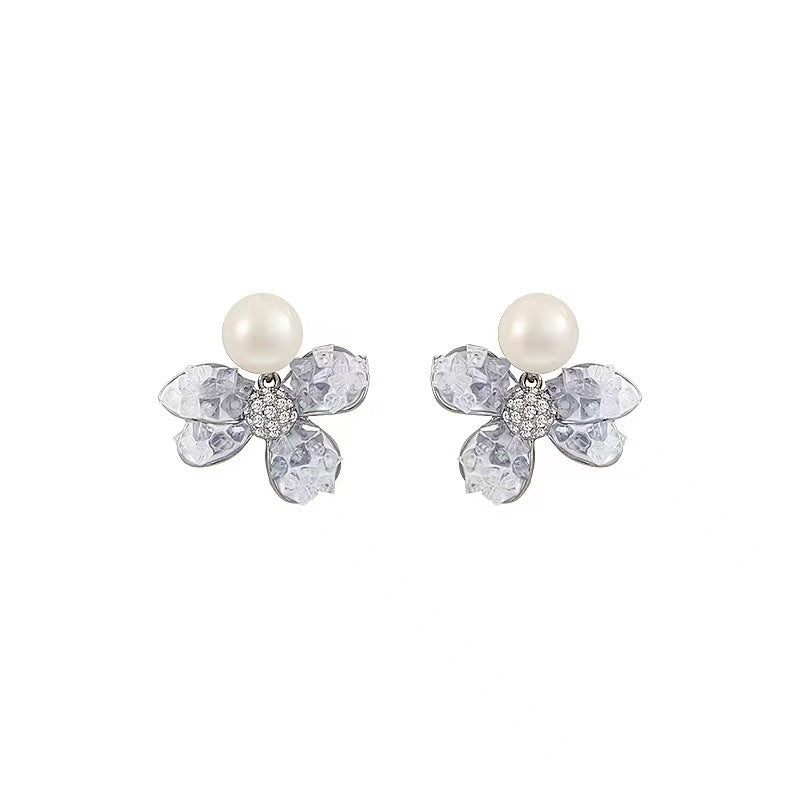 Women's Crystal Flowers Fashion Design Light Luxury French Earrings