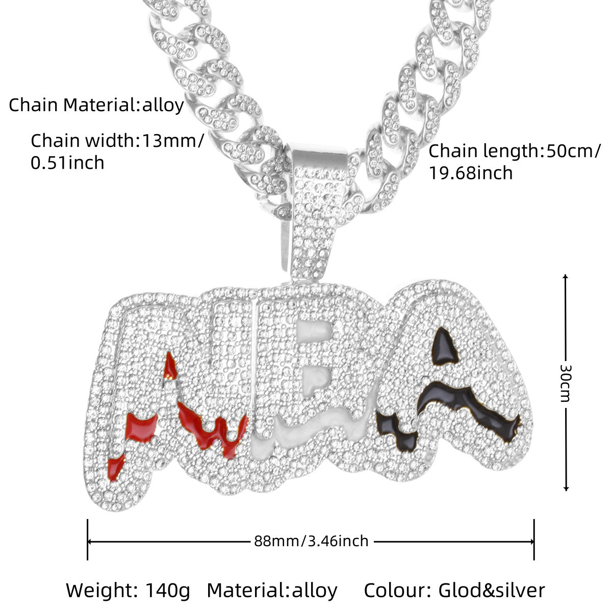 Hop Alloy Full Diamond Exaggerated Dripping Necklaces