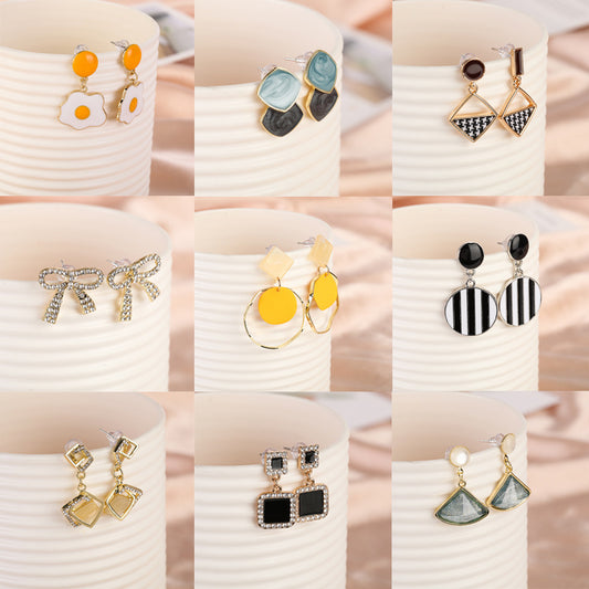 Fashion Geometry Pattern Diamond Female Korean Earrings