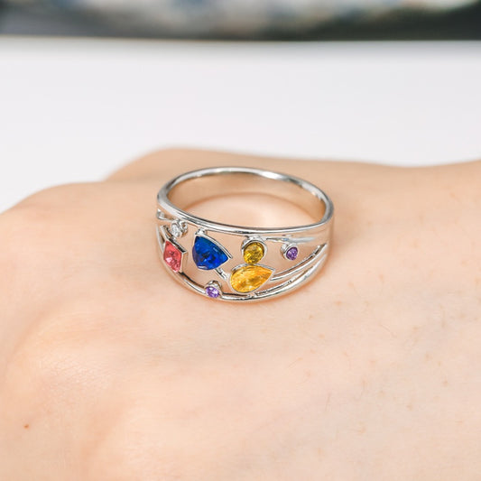 Alloy Zircon Colorful Multicolor Geometric Metal Rings