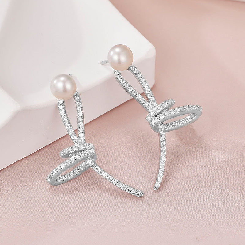 Bow Ribbon Light Luxury Premium Sterling Sier Earrings