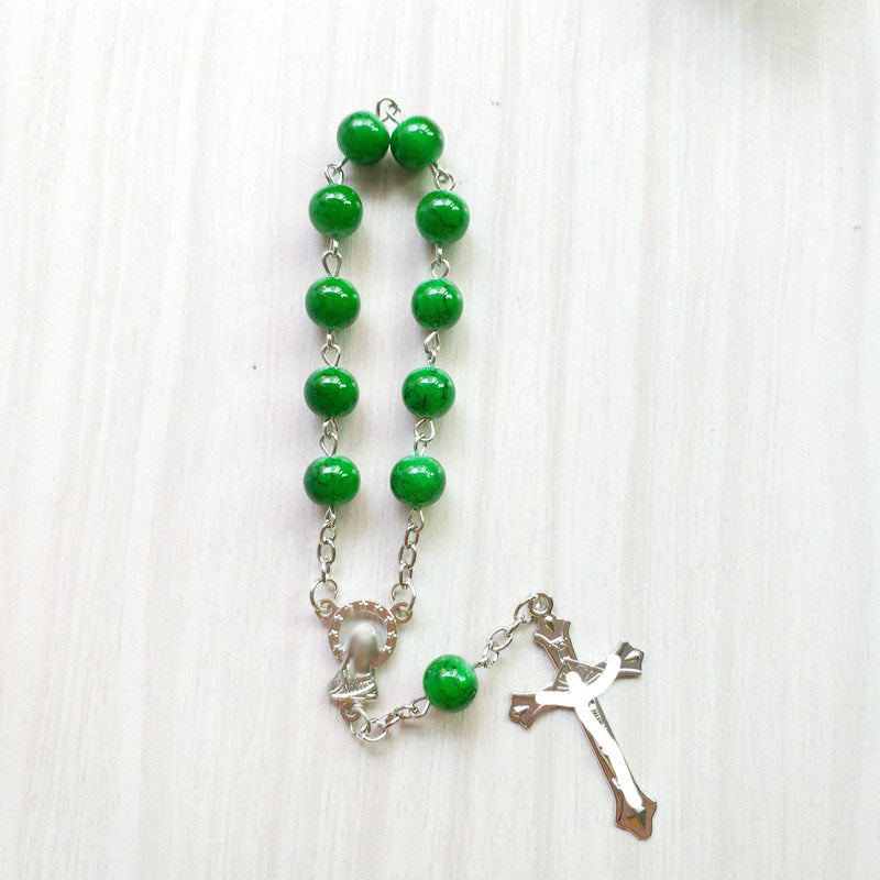 Small Glass Pattern Bead Cross Beads Bracelet