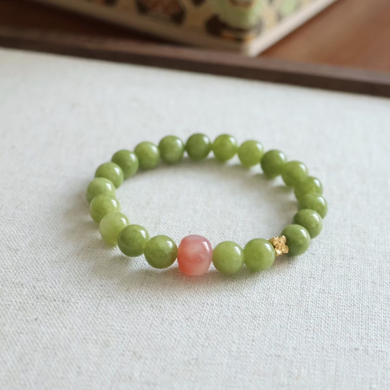 Collection Peach Fermentation Natural Olive Green With Pink Stall National Bracelets