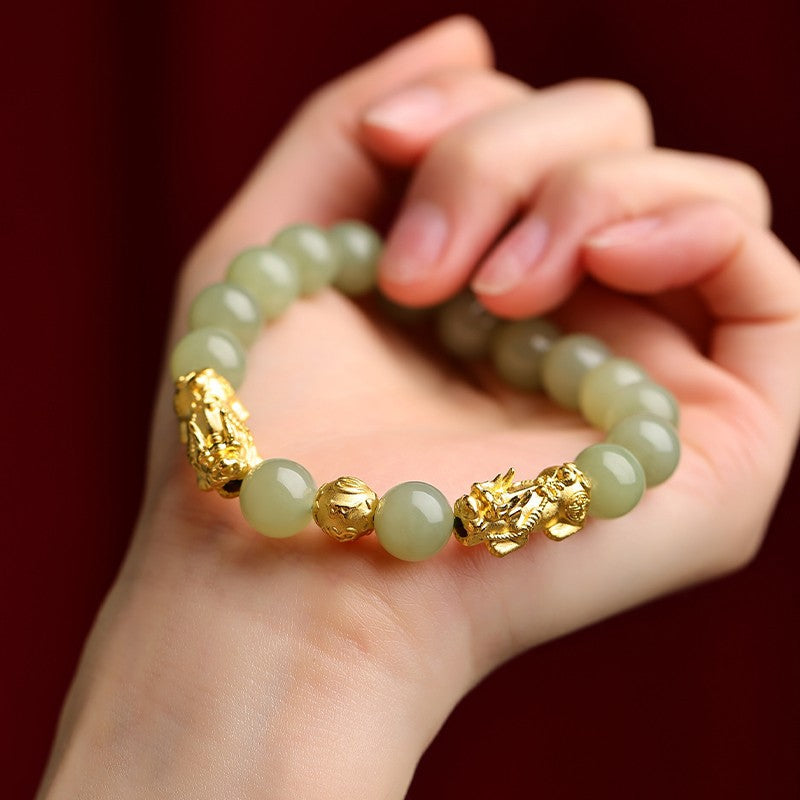 Broadcast Golden Pi Jade Couple Sunny Bracelets