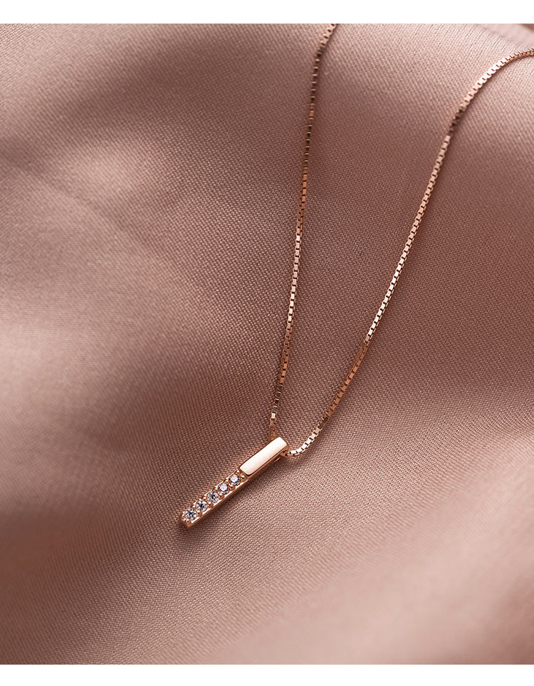 Geometric Vertical Bar Female Zircon Finely Inlaid Simple Necklaces