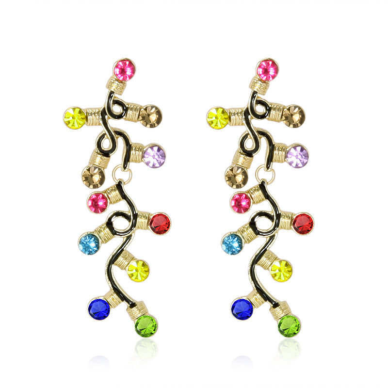 Women's Christmas Fashion Design Long Alloy Bulb Earrings