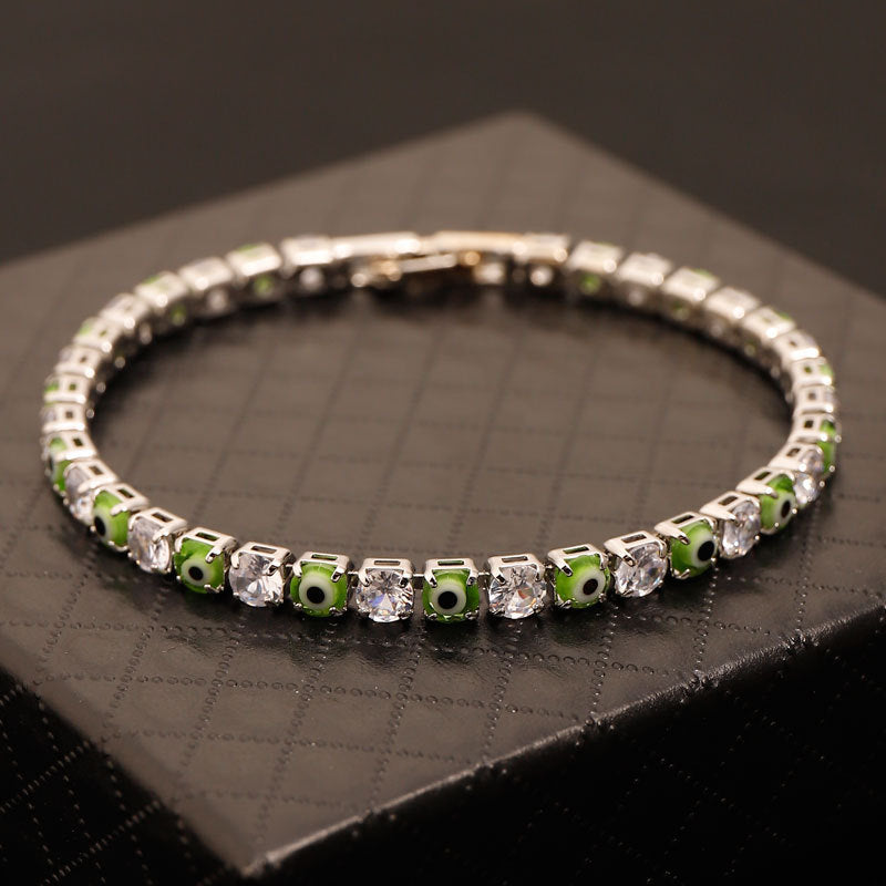 Women's & Men's Wind Devil's Eye Zircon Hip Hop Single Layer Full Bracelets