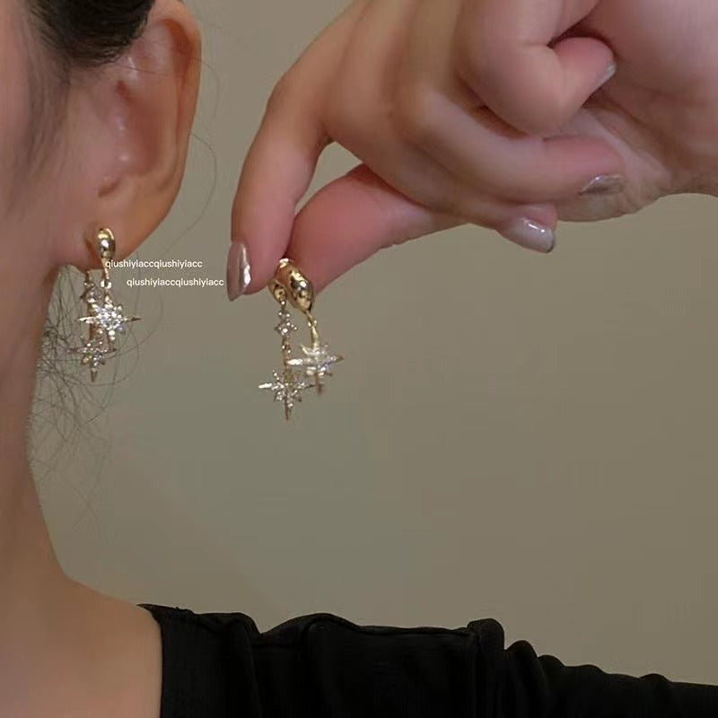 Six-pointed Star Most Beautiful Light Luxury Earrings