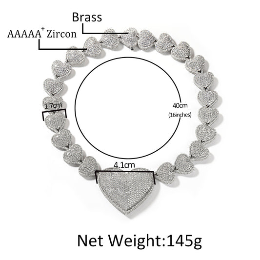 Heart-shaped Zircon Style Peach Heart Chain Necklaces
