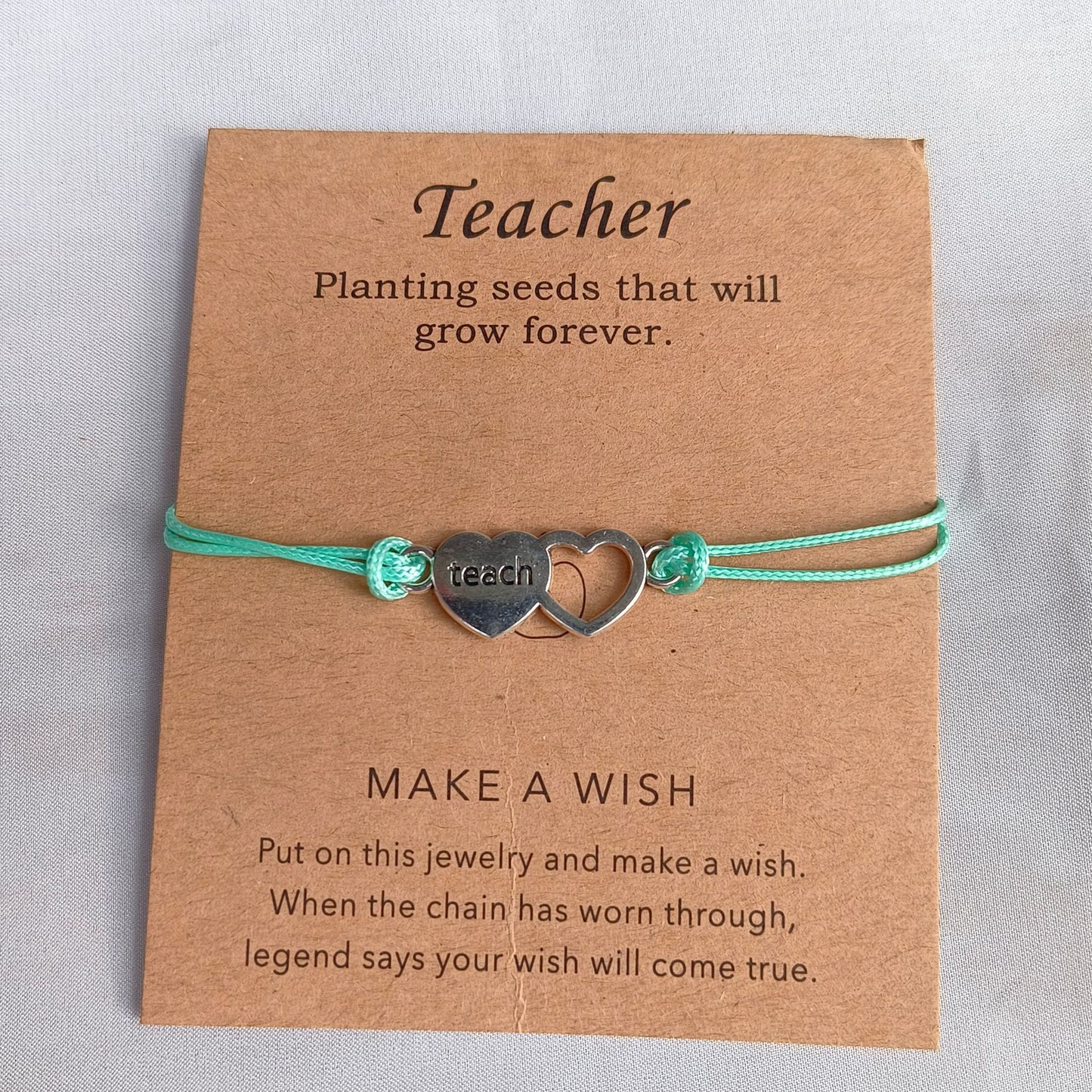 Card Vintage Alloy Teacher Blessing Wrist Bracelets