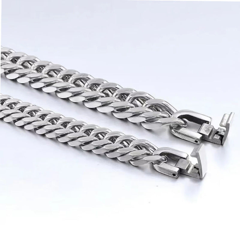 Men's Trendy Hip Hop Cuban Link Chain Titanium Bracelets