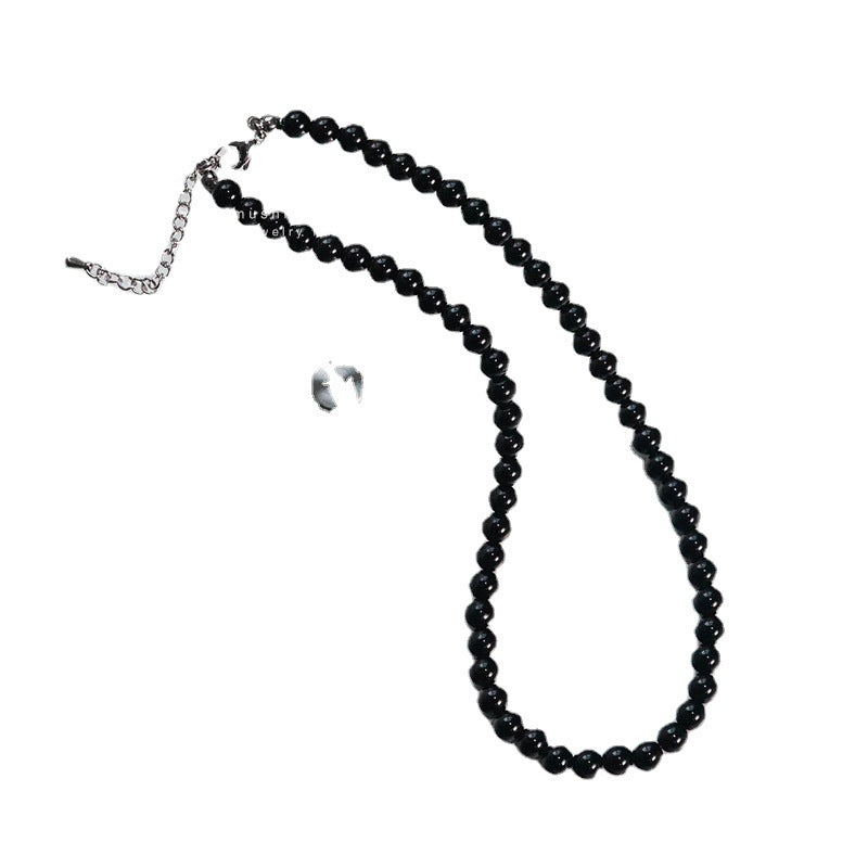 Women's Black Beaded Style Ball Clavicle Chain Necklaces