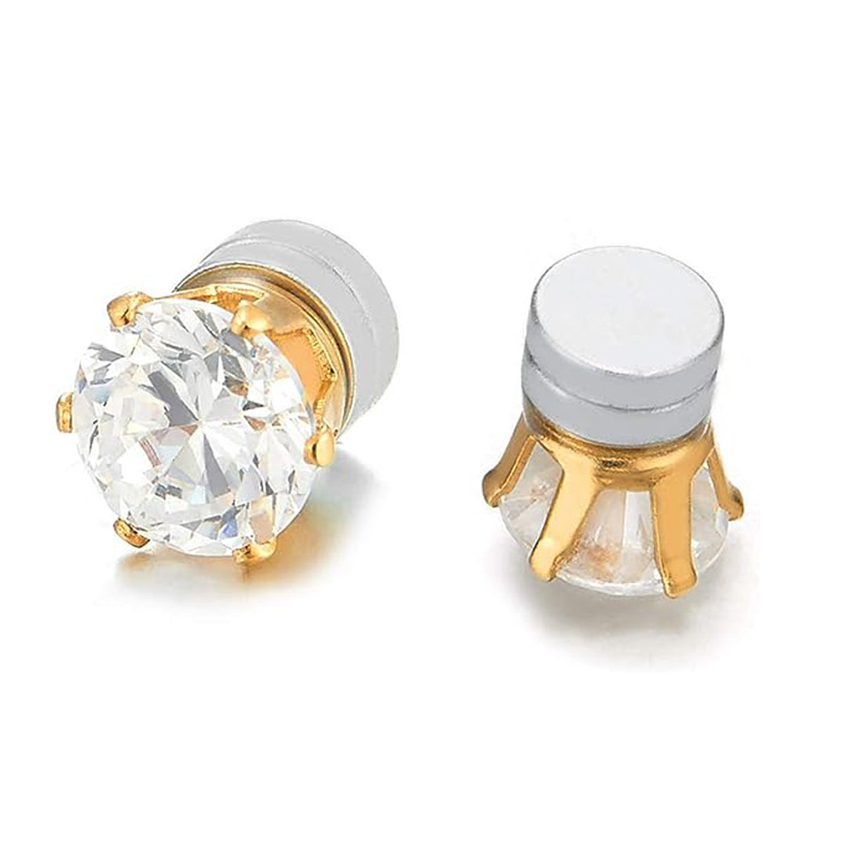 Non Piercing Zircon Stainless Steel Magnet Earrings