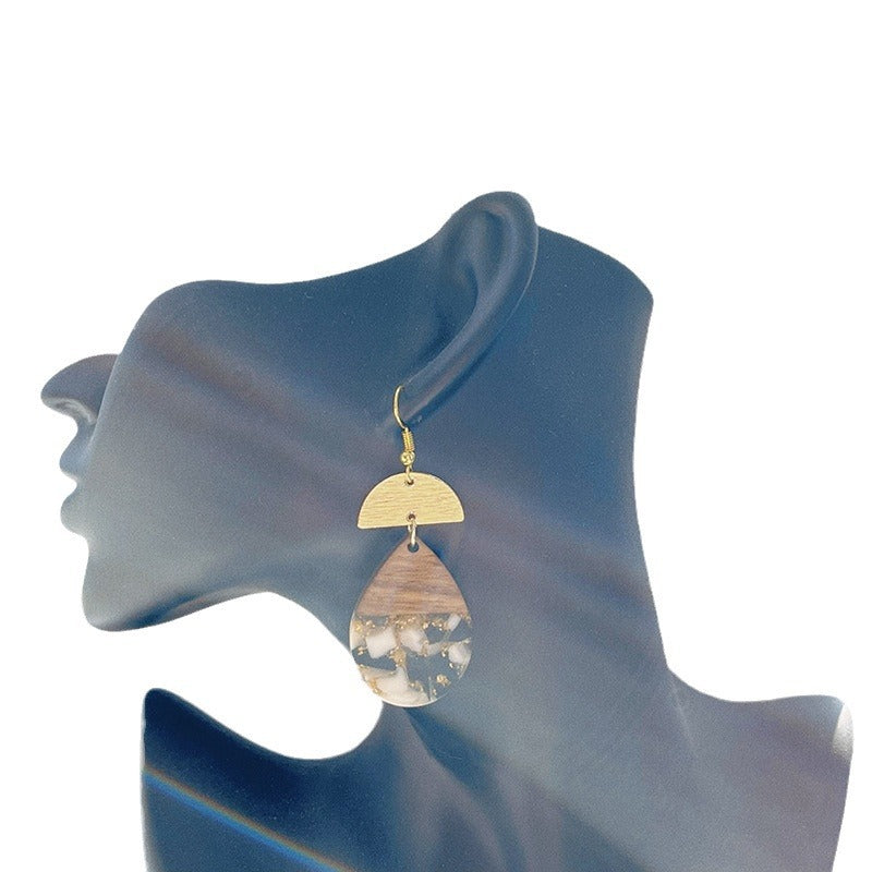 Women's Resin Stitching Niche High-grade Gold Foil Earrings