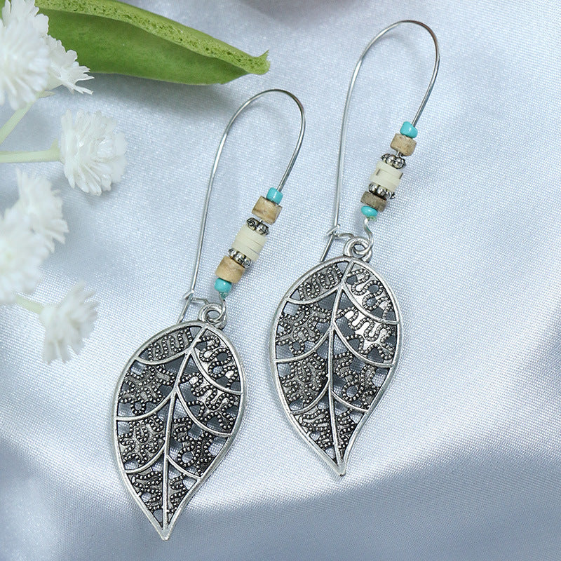 Women's Vintage Acrylic Turquoise Suit Minority Ancient Alloy Earrings