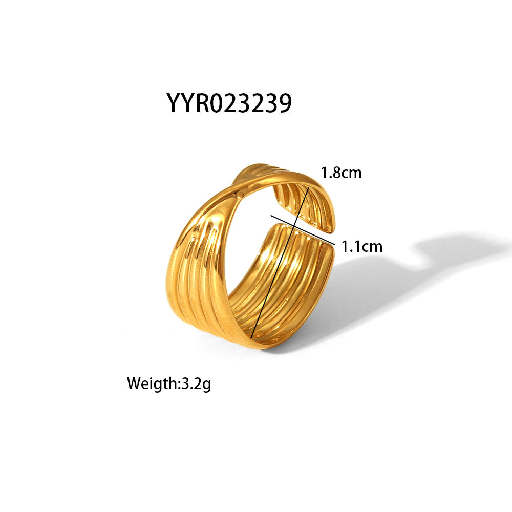 Personalized Golden Trendy Line High Profile Fashion Rings