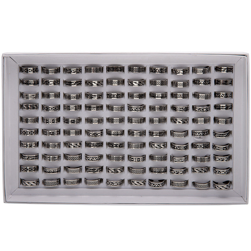 Ornament Stainless Steel Corrosion Smear Mixed Rings