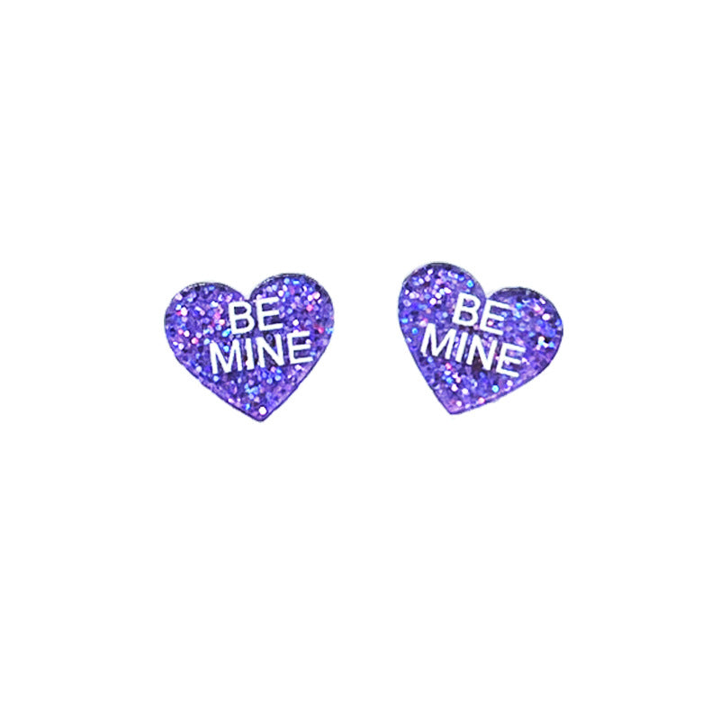 Candy Love Heart Text Cute Girlfriend Earrings