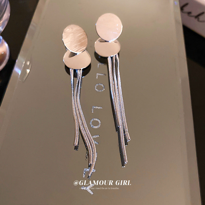Sier Needle One Style For Sequined Long Metallic Tassel Simple Rings