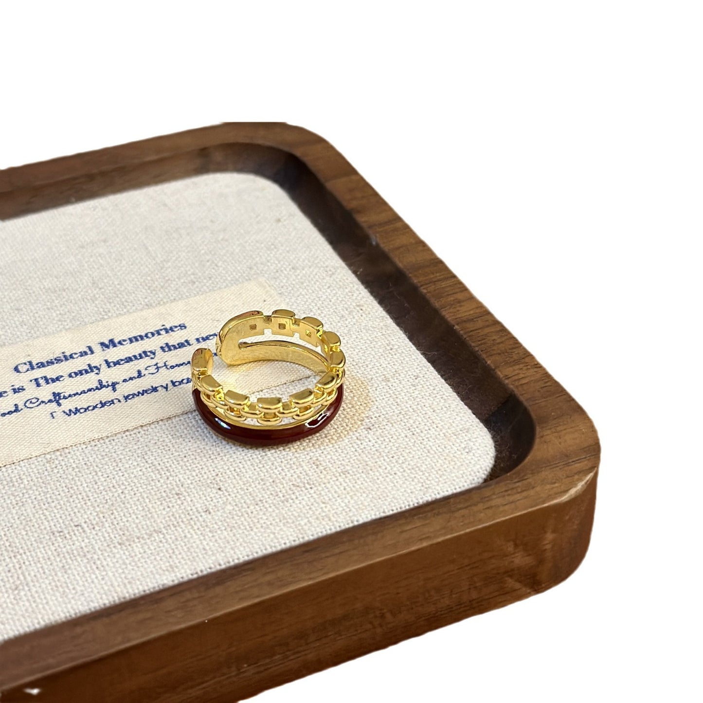 Red Dripping Oil Love Inlaid Zirconium Adjustable Index Rings