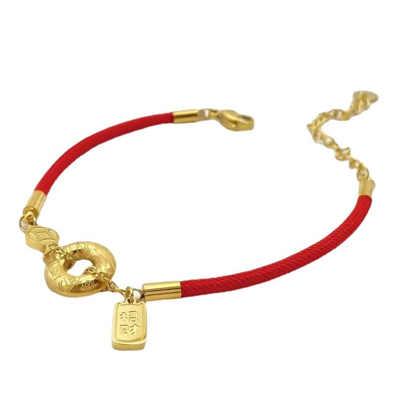 Steel Gold Light Luxury Red Rope Bracelets